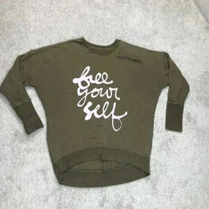 Lovbird Design Sweatshirt Sz S Organic Cotton Free Yourself Green Long Sleeves